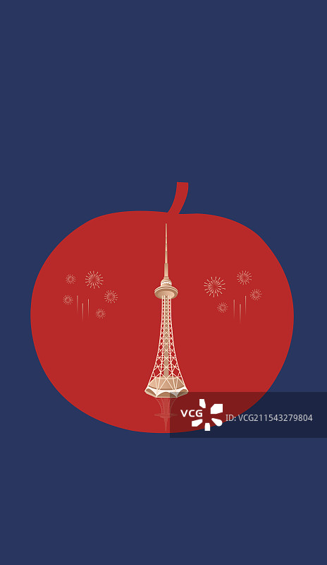 哈尔滨特产冻梨与哈尔滨龙塔一带一路丝绸之路亚冬会旅游黑金高端创意插画图片素材