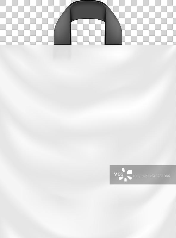 黑色一次性塑料购物袋，带手柄图片素材