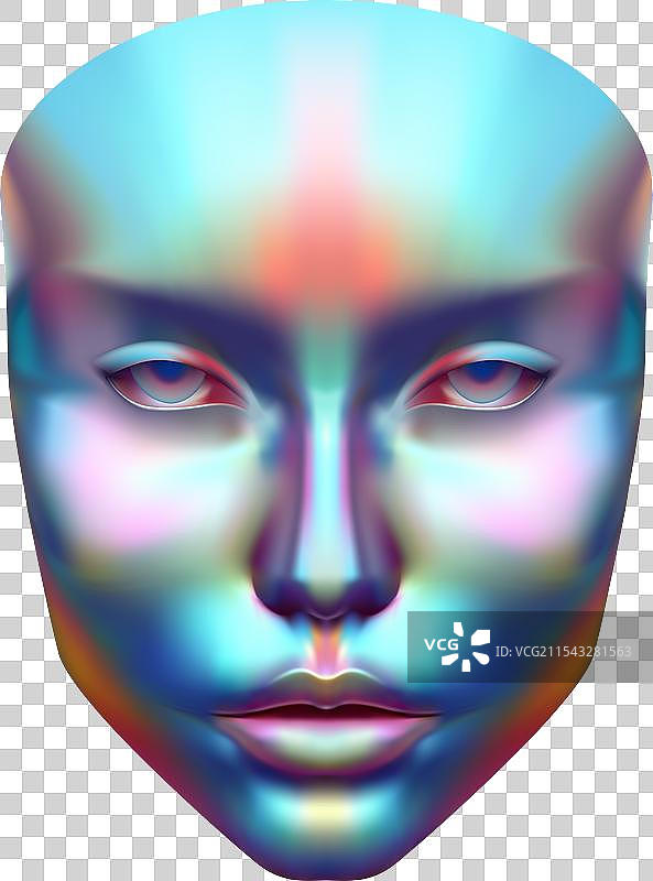 3D 立体错视图粉彩色金属女孩面孔图片素材