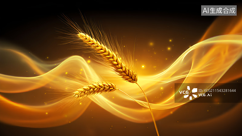 【AI数字艺术】金黄色麦子背景壁纸图片素材
