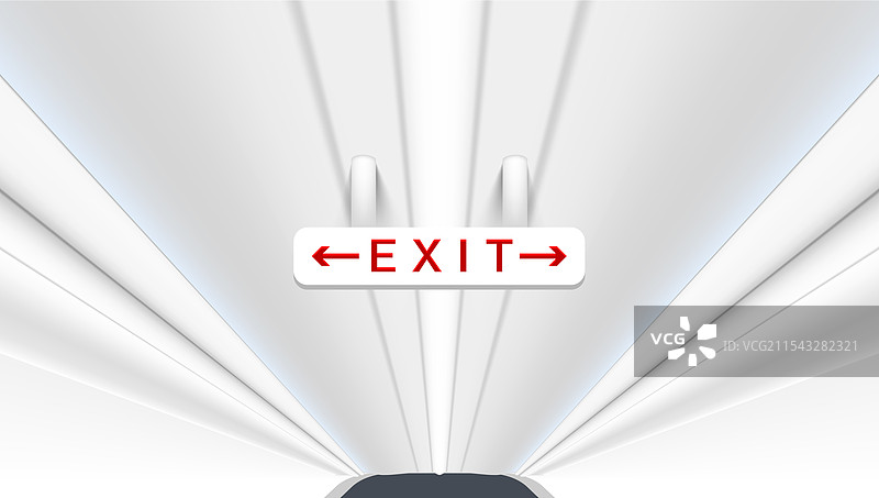 飞机过道中央的出口标志图片素材