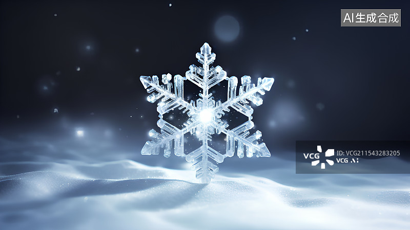 【AI数字艺术】雪花在雪地上闪闪发光图片素材