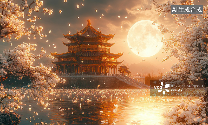 【AI数字艺术】中秋月亮升起图片素材