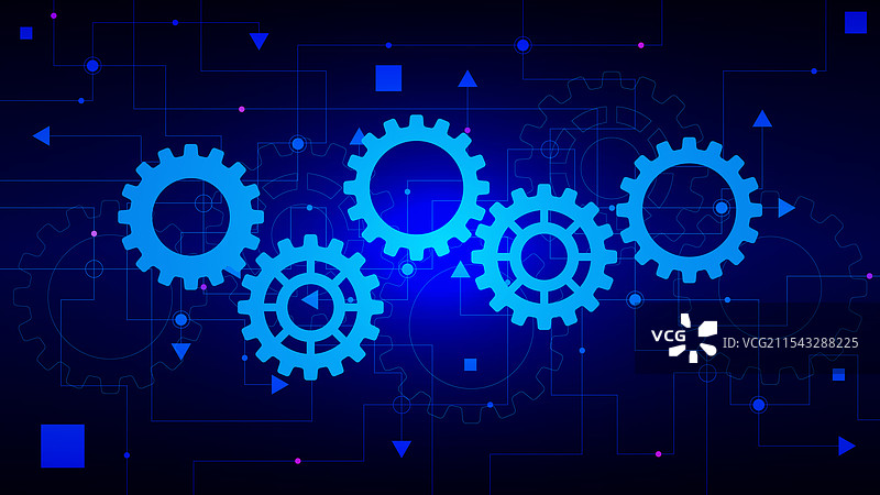 带电路线的齿轮高科技数字化图片素材