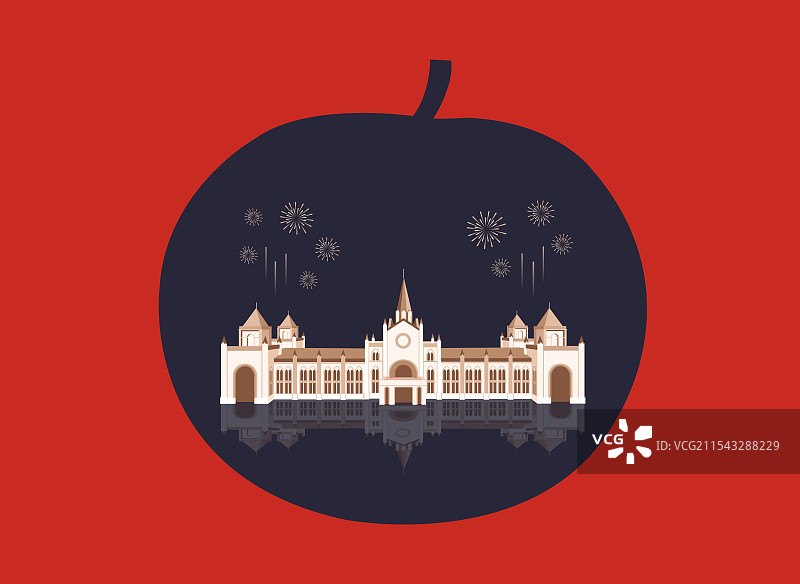 哈尔滨特产冻梨与亚布力南站一带一路丝绸之路亚冬会旅游高端黑色创意插画图片素材