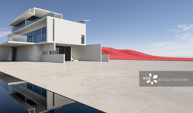 庭院_粉黛乱子草_停车道_豪华别墅图片素材