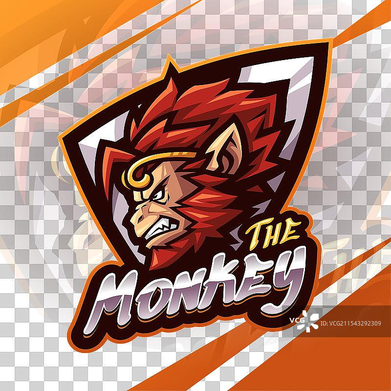 猴王头部电子竞技吉祥物logo设计图片素材