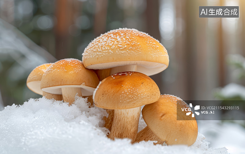【AI数字艺术】新鲜美味的天然食用蘑菇图片素材