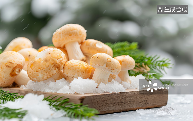 【AI数字艺术】新鲜美味的天然食用蘑菇图片素材