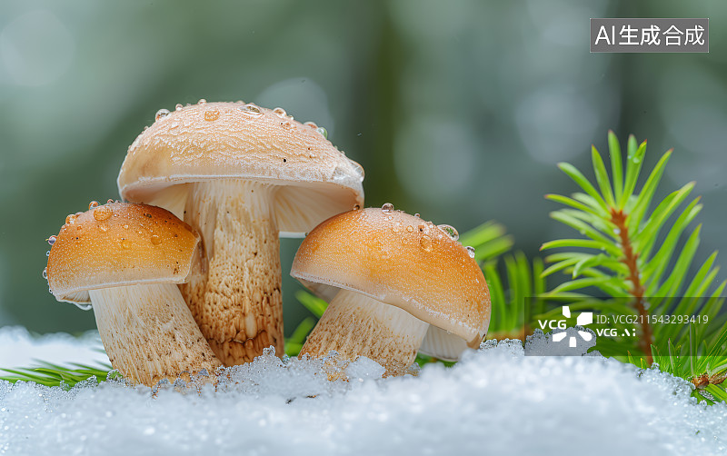 【AI数字艺术】新鲜美味的天然食用蘑菇图片素材