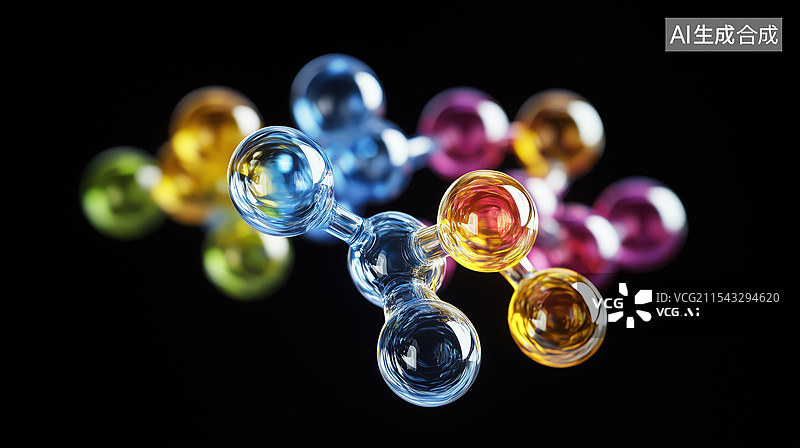 【AI数字艺术】科技制药透明的彩色细胞微生物圆球3D立体插画图片素材
