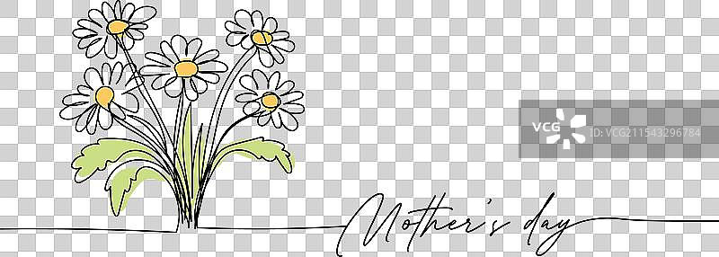 母亲节雏菊线条艺术画作图片素材