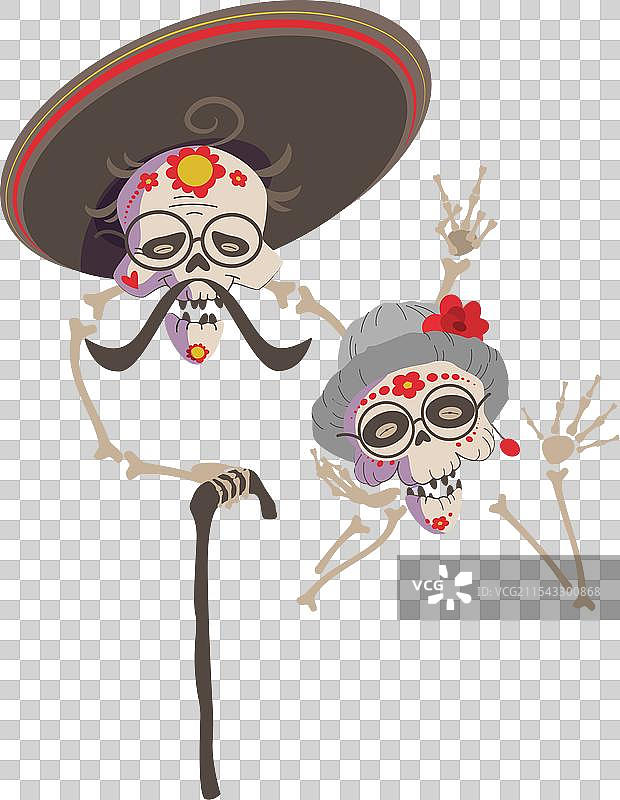 五日节亡灵骷髅奶奶和爷爷图片素材