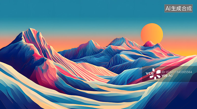 【AI数字艺术】雪 山 抽象 艺术图片素材