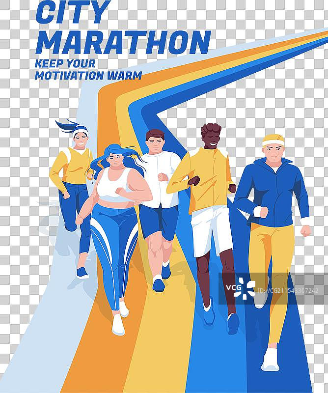 城市马拉松广告设计中的慢跑者图片素材