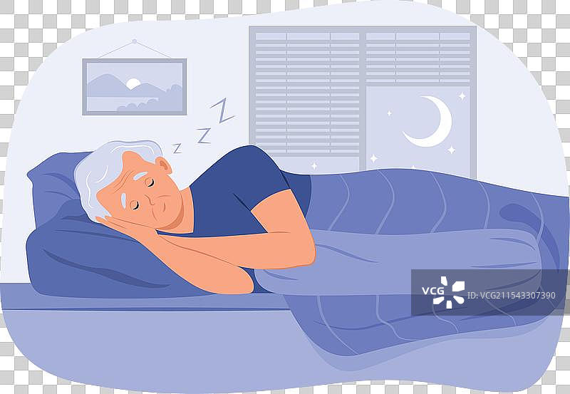 夜晚老人在床上睡觉图片素材