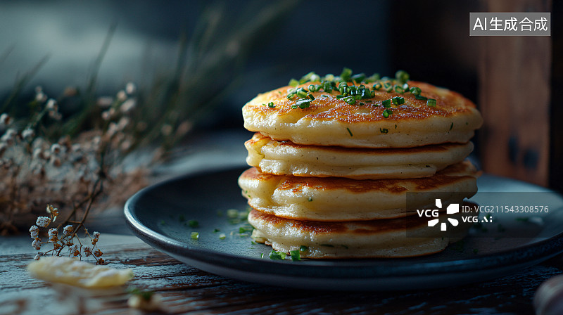 【AI数字艺术】葱油饼特写图片素材
