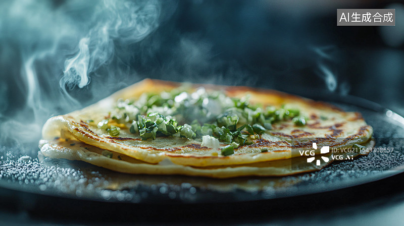 【AI数字艺术】葱油饼特写图片素材