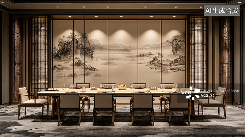 【AI数字艺术】中式风格餐厅设计图片素材