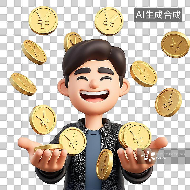 【AI数字艺术】拿着硬币的人图片素材