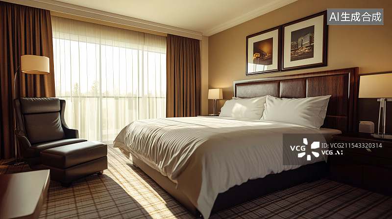 【AI数字艺术】酒店居家住宅卧室内部空间图片素材