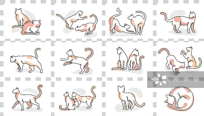 连续一行可爱猫咪玩耍的海报图片素材