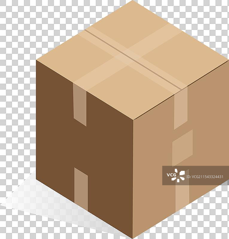 等距的棕色纸板包装箱关闭状态图片素材