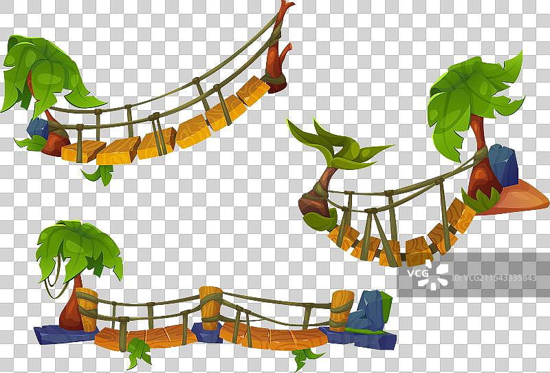 孤立在白色背景上的绳索桥图片素材