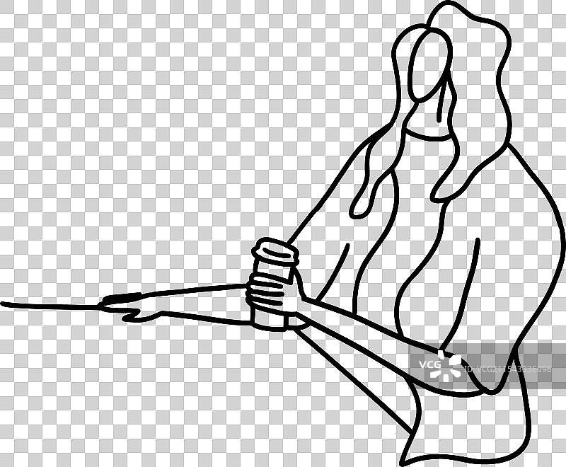 手绘现代时尚女性与咖啡图片素材