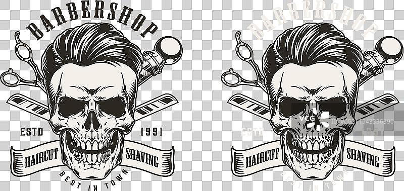 时尚理发店单色复古传单图片素材