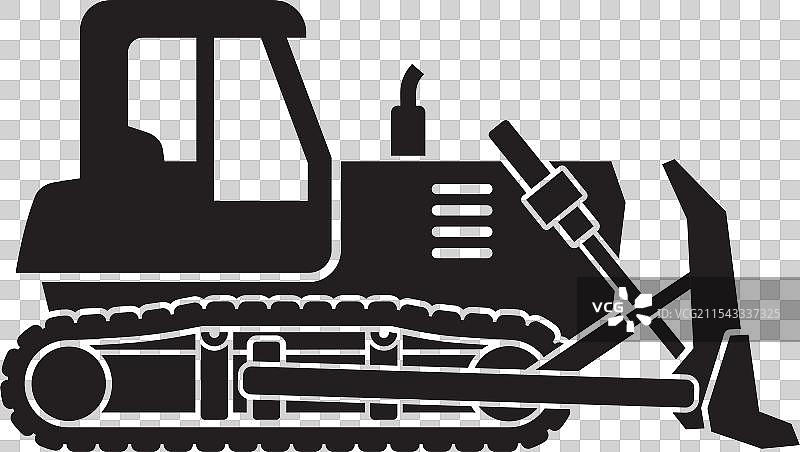 简单的推土机轮廓侧视图图片素材