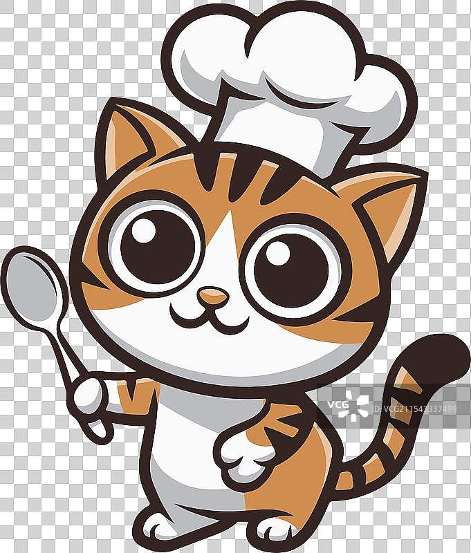 快乐的卡通厨师猫图标标志图片素材