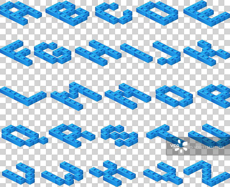 塑料蓝色立方体的等距3D字体图片素材