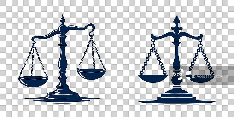 公正的平衡天平剪影图标与正义图片素材