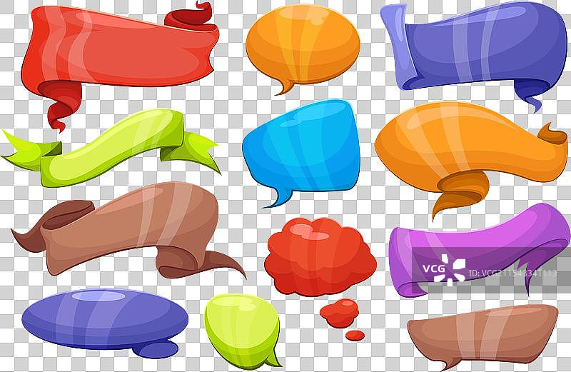 卡通漫画的丝带、横幅和气泡图片素材