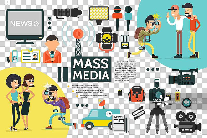 扁平化大众媒体信息图模板图片素材