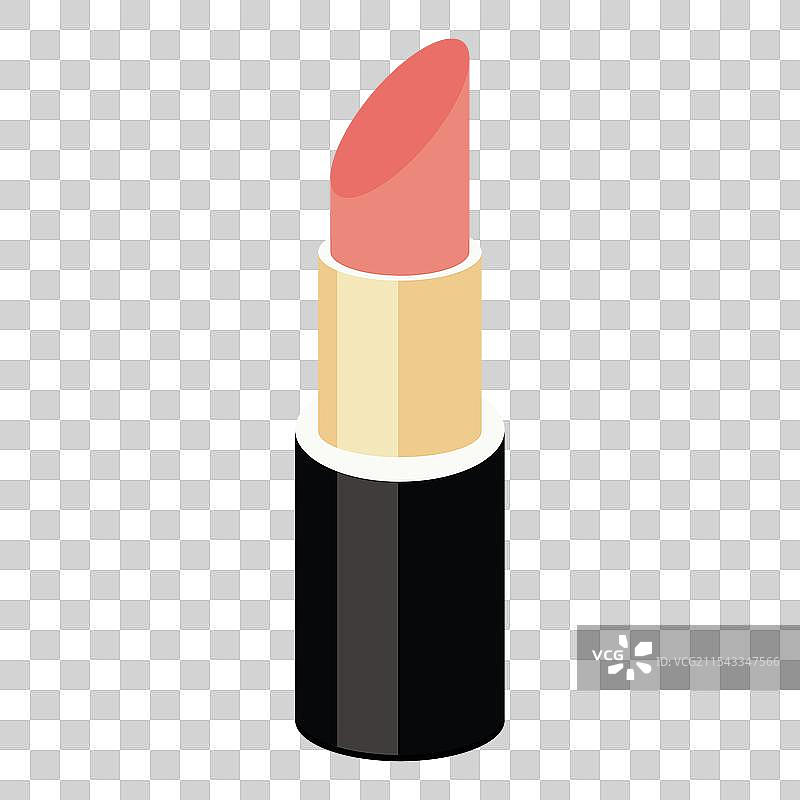 带有光泽的红粉色口红图标，孤立展示图片素材