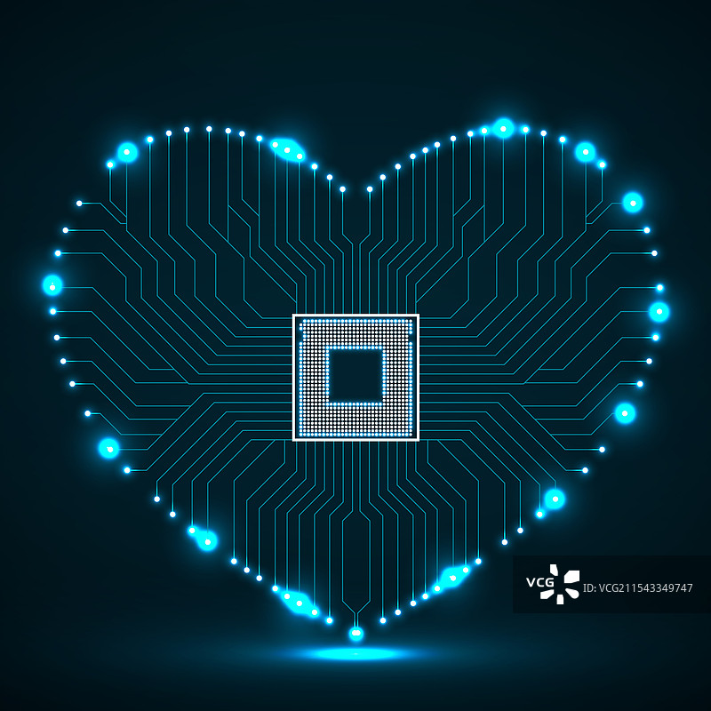 心形的抽象霓虹电路板图片素材