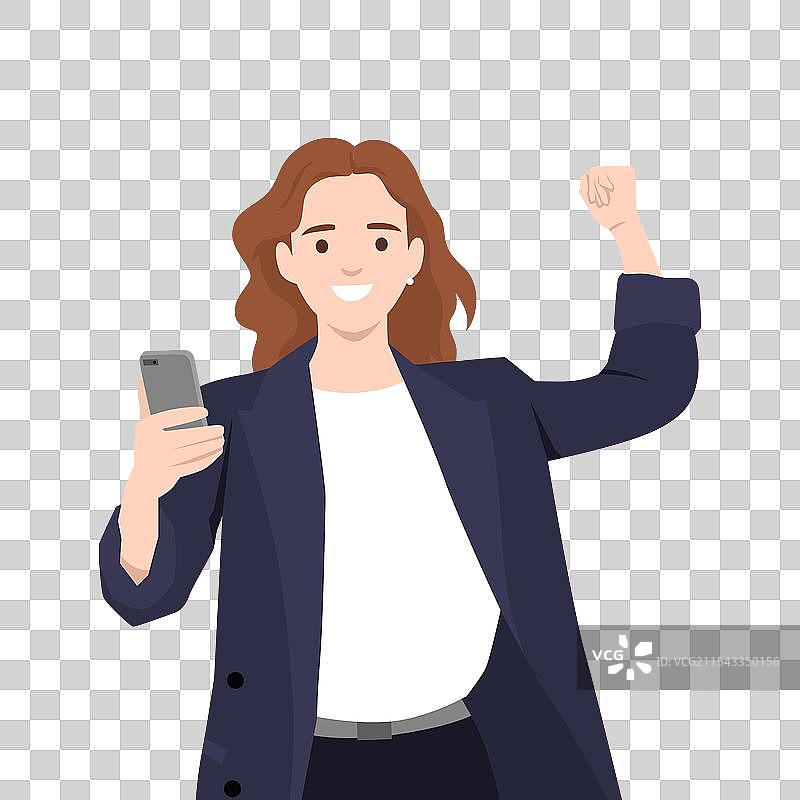 年轻女商人因成功而欢欣鼓舞图片素材