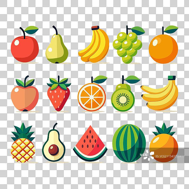 明亮扁平风格的卡通水果图片素材