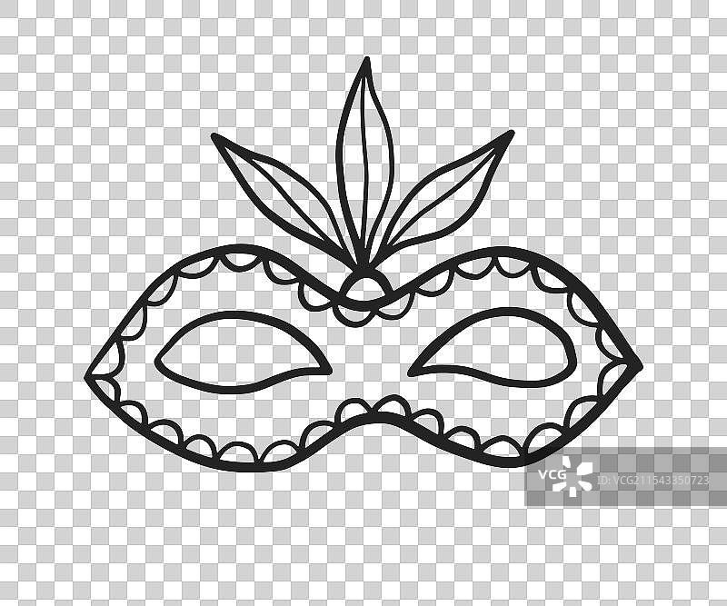 威尼斯狂欢节面具轮廓涂鸦图标图片素材