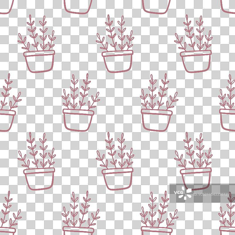 花盆里的室内植物无缝图案图片素材
