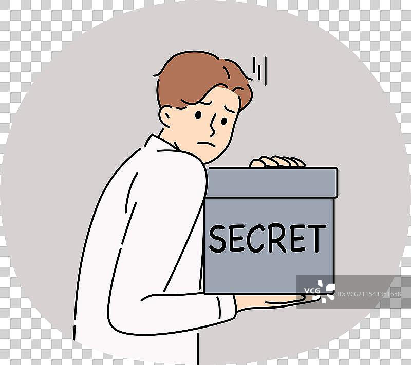 不快乐的男人手中拿着一个黑色盒子图片素材