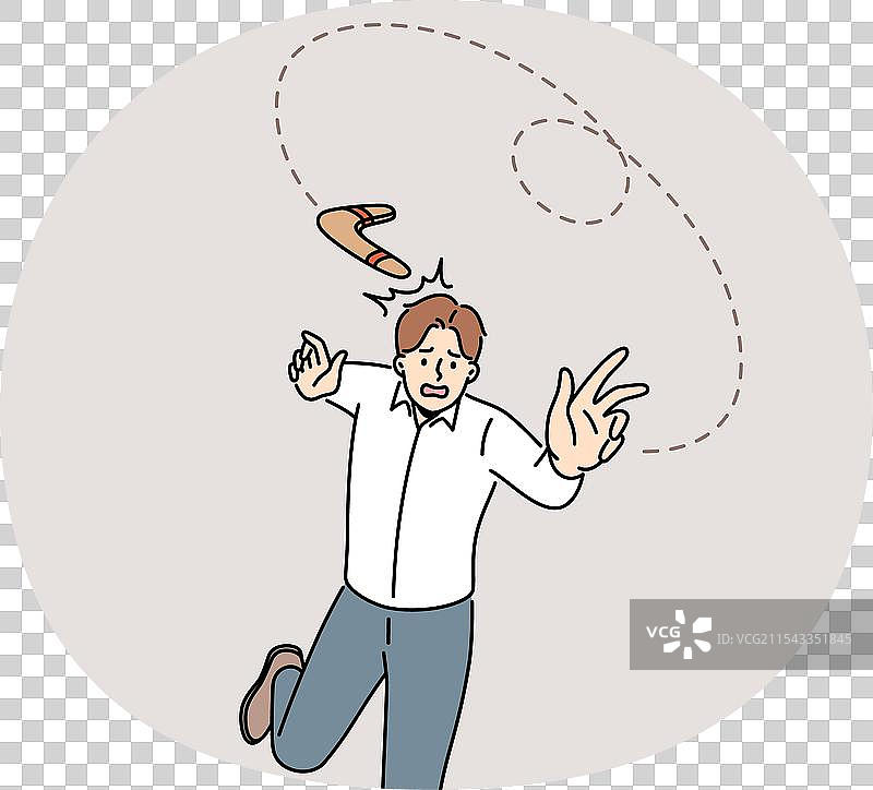 沮丧的男人扔出回旋镖图片素材