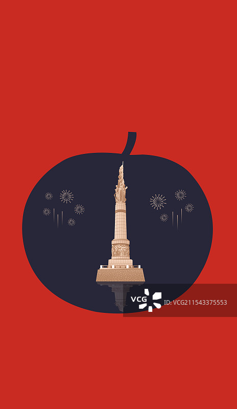 哈尔滨特产冻梨与哈尔滨防洪纪念塔一带一路丝绸之路亚冬会旅游黑金高端创意插画图片素材