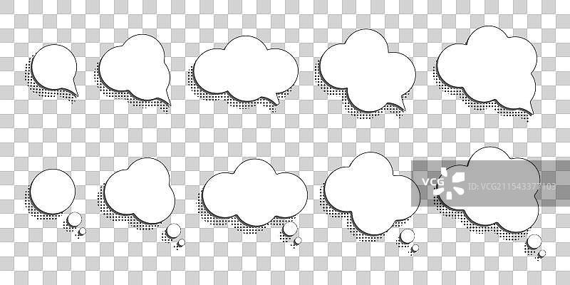 白色空白思考气泡套装图片素材