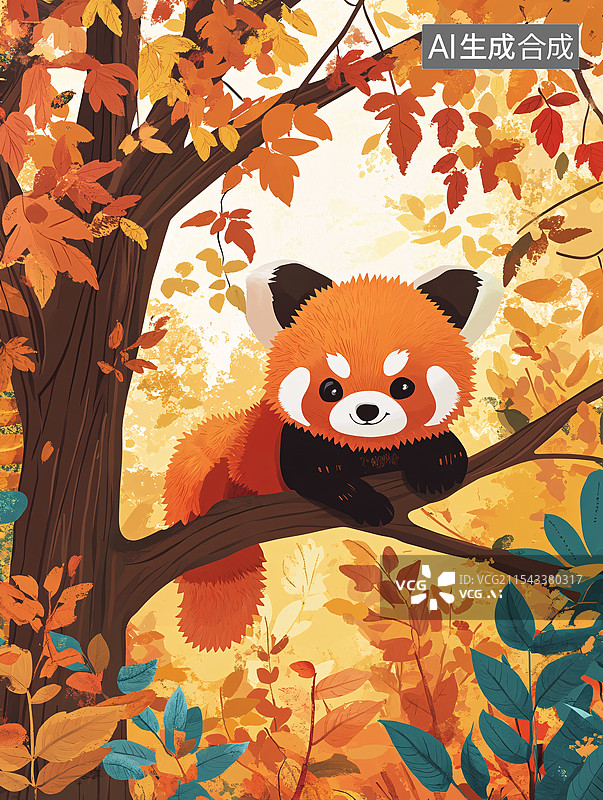 【AI数字艺术】森林中的小浣熊图片素材