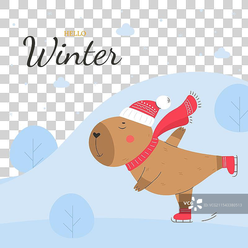 快乐假期背景与搞笑的水豚图片素材