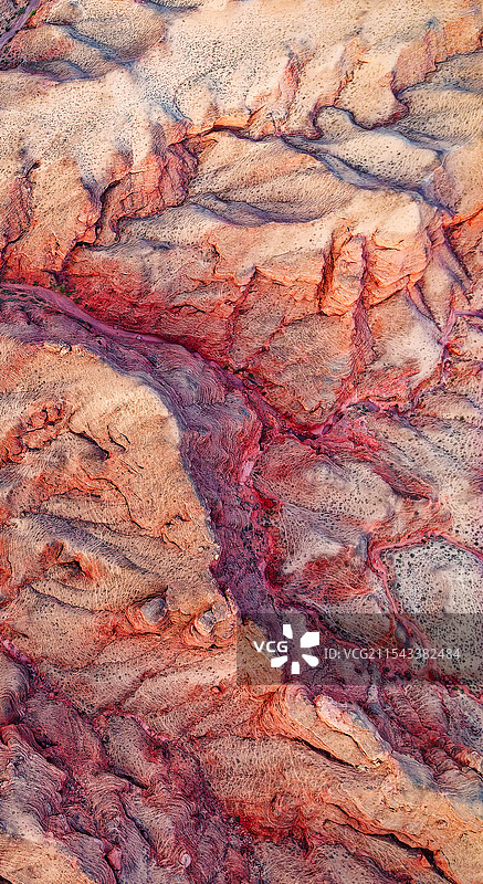 航拍竖画幅西北高原五彩山峰雄浑自然风光图片素材