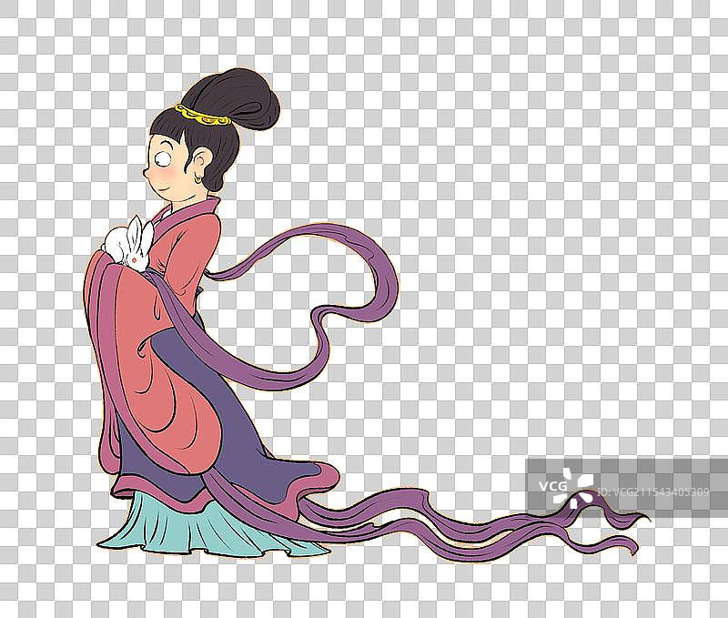 怀抱玉兔的古代美女嫦娥神话传说人物元素图片素材